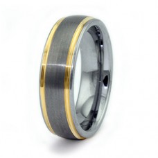 Unisex Two Tone Tungsten Carbide Band 6.5 mm